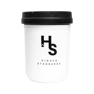 Higher Standards Mason Jar White w/Black Lid