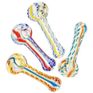 Inside Out Stipes Glass Spoon Pipe - 2.75" Colors Vary