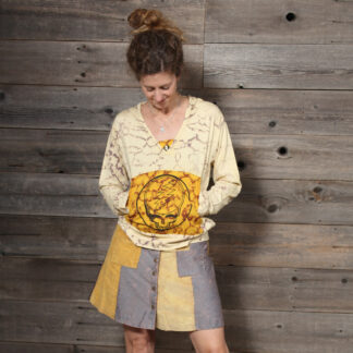 Jayli Carnaby Corduroy & Demin Stonewash Patchwork Mini Skirt - XL