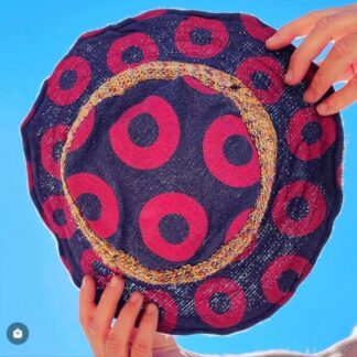 Jayli Hemp Donut Print Rough Edge Hat - Blue