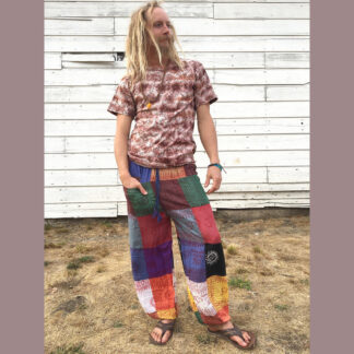 Jayli Men's Cotton Ohm Print Patchwork Harem Pants XL