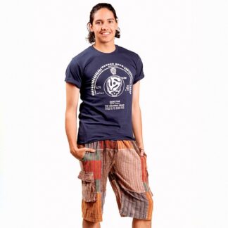 Jayli Noah Cotton Striped Stonewash  Patchwork Men's Cargo Shorts M