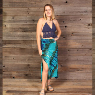 Jayli Rayon Spandex Tie Dye Maxi Skirt/Tube Dress Blu/Wht Small