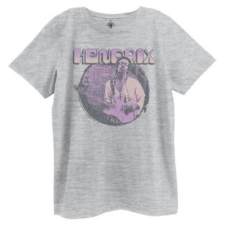 Jimi Hendrix Distressed Playing Guitar Women's T-Shirt Heather Grey XL