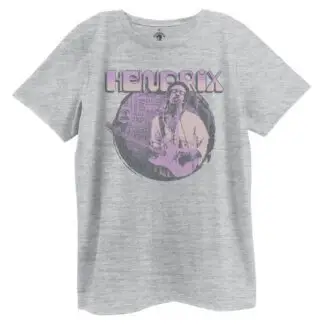 Jimi Hendrix Distressed Playing Guitar Women's T-Shirt Heather Grey XL