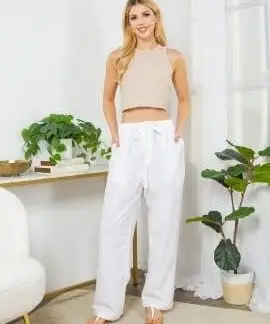Kathmandu Cotton Drawstring White Pocket Pants
