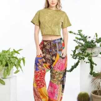 Kathmandu Cotton Kantha Patchwork Harem Pants - One Size