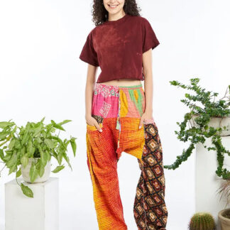 Kathmandu Cotton Kantha Print Harem Pants - One Size