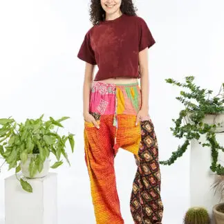 Kathmandu Cotton Kantha Print Harem Pants - One Size