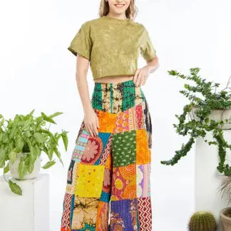 Kathmandu Cotton Kantha Wide Leg Pants - One Size