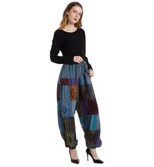 Kathmandu Cotton Patchwork Baggy Pants w/ Symbols - Free Size