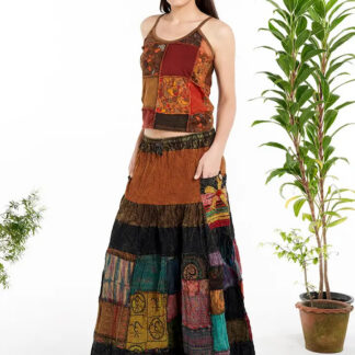 Kathmandu Cotton Patchwork Long Skirt - One Size