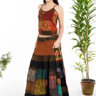 Kathmandu Cotton Patchwork Long Skirt - One Size