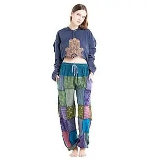 Kathmandu Cotton Patchwork Pants with Smock Waist