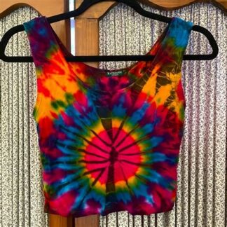 Kathmandu Deity Print Tie Dye Crop Top - One Size