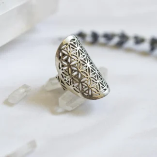 Kathmandu Flower of Life Sterling Silver Ring - Size 10