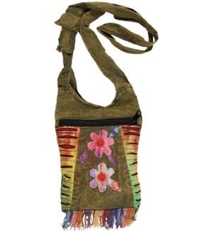 Kathmandu Imports Flower Crossbody Bag Multi-Color (Colors Vary)