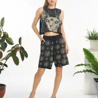 Kathmandu Stonewash Sleeveless Cat Crop Top