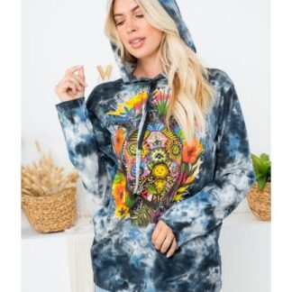 Kathmandu Tie Dye Cotton Long-Sleeve Hoodie Sun Moon Medium