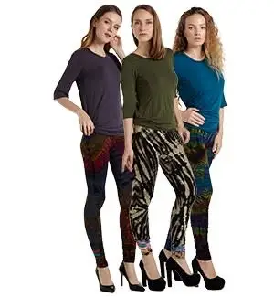 Kathmandu Tie Dye Cuffed Bottom Leggings Black Rainbow One Size
