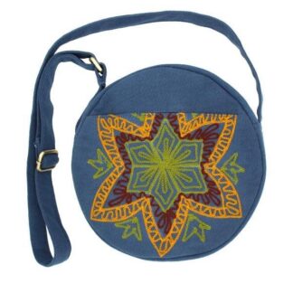 Lakhay's Embroidered Crossbody Round Bag Blue