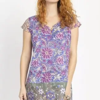 Lakhay's Eyes Floral Block Prints Tunic S/M Purple