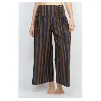 Lakhay's Striped Corset Pants Charcoal S/M