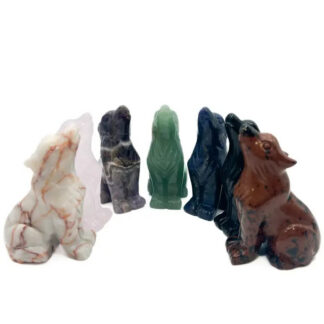 Large Carved Stone Wolf 2.5" - Assorted Stone