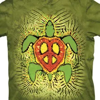 Liquid Blue Rasta Peace Turtle Tie-Dye Cotton T-Shirt Medium
