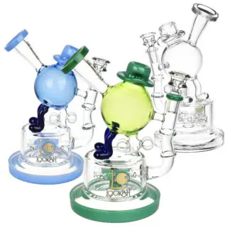 Lookah Glass Dancing Hat Water Pipe - 10.75" 14mm Green