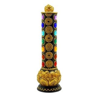 Lotus Flower Enlightenment Tower Incense Burner 12"