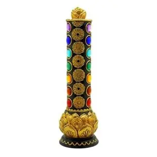 Lotus Flower Enlightenment Tower Incense Burner 12"