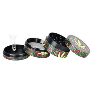 Metal Grinder 4pc 1.5" Hemp Leaf Asst Designs