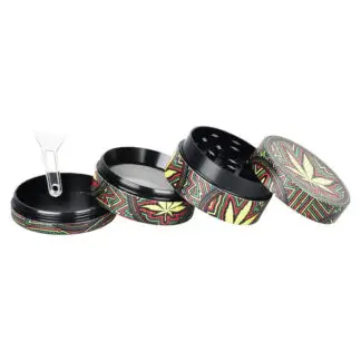 Metal Grinder 4pc 1.5" Hemp Leaf Asst Designs