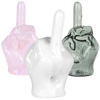 Middle Finger Glass Hand Pipe 4.25" - Colors Vary