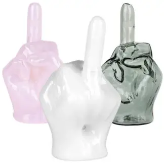 Middle Finger Glass Hand Pipe 4.25" - Colors Vary