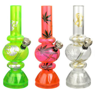 Mini Acrylic Bubbler w/ Build in Grinder Base 6.75" Assort. Designs