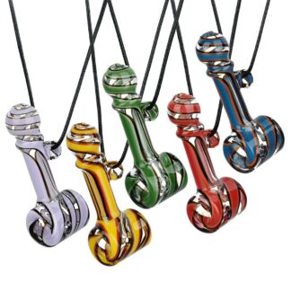 Mini Hammer Glass Pipe Necklace 3.25" Assorted Colors