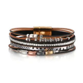 Mio Queena Bohemian Style Leather Multi-Layer Bracelet Bangle