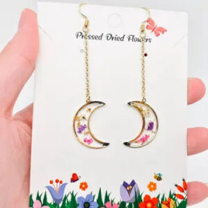Mio Queena Narcissus Moon Genuine Dried Flower Earrings
