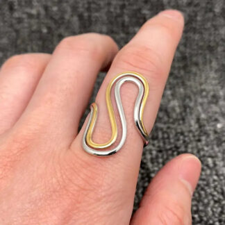 Mio Queena S Two Tone 18k Plated Ring - Adjustable