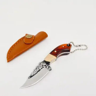 Mio Queena Wood Handle Mini Embossed Knife w/ Cover Red