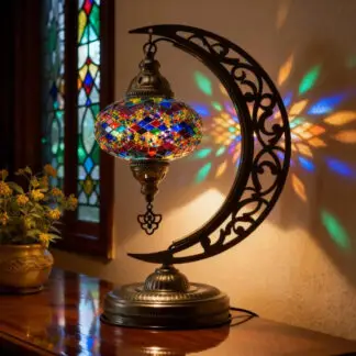 Mozaist Turkish Mosaic Crescent Table Lamp Rainbow