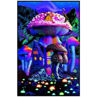 Mushroom House Non-Flocked Blacklight Poster