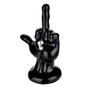 One Fingered Salute Ceramic Water Pipe - 8.5" Black