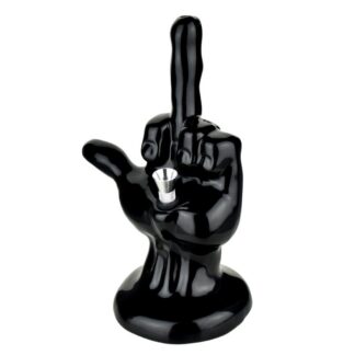 One Fingered Salute Ceramic Water Pipe - 8.5" Black