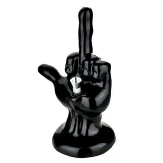 One Fingered Salute Ceramic Water Pipe - 8.5" Black