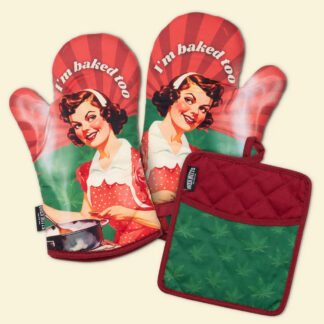 Oven Mitts Co Oven Mitt and Potholder Set I Bake Because Punching People is Frowned Upon