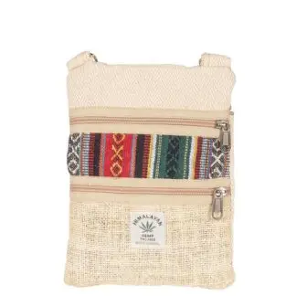 Paths of the Spirit Hemp Passport bag with 2 Front Zipper Pocket 7" x 9"