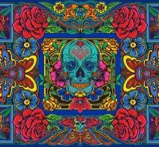 Paths of the Spirit Skull and Roses Tapestry 60x90
